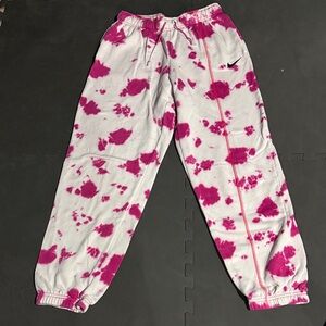 Nike Women's White and Pink Tie-Dye Joggers